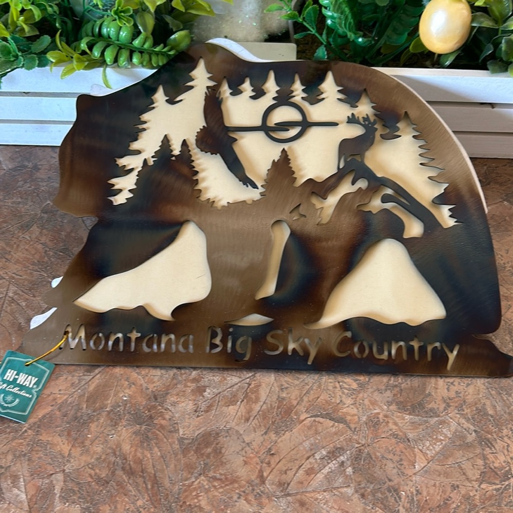 Montana Big Sky Country metal graphic outdoor animal print plaque